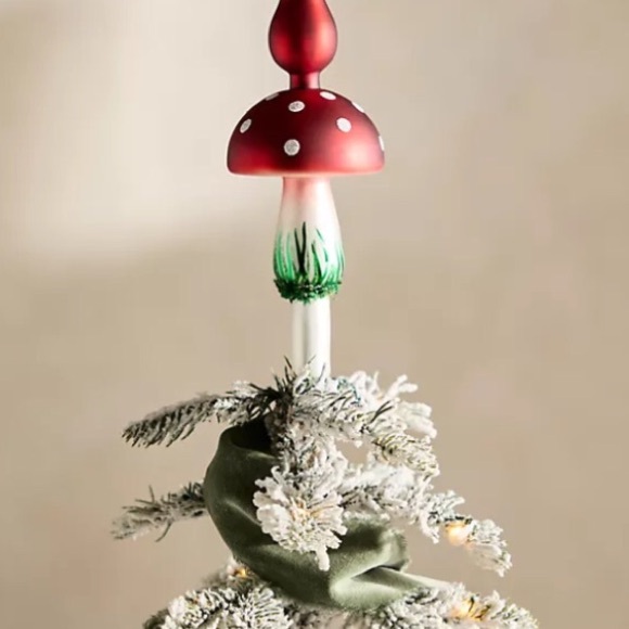 Anthropologie Glass Tree Topper Mushroom New In Box New With Tag - Picture 2 of 7